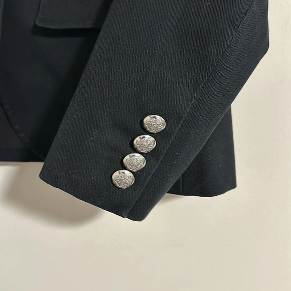 Lauren Ralph Lauren cotton petite blazer with silver buttons spring black dark - Picture 4 of 5
